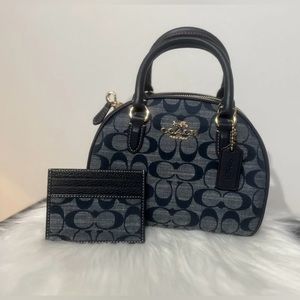 NWT COACH Denim Sydney Satchel & Cardcase In Signature Chambray Authentic